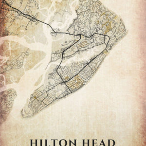 Hilton Head South Carolina Vintage US Island Map
