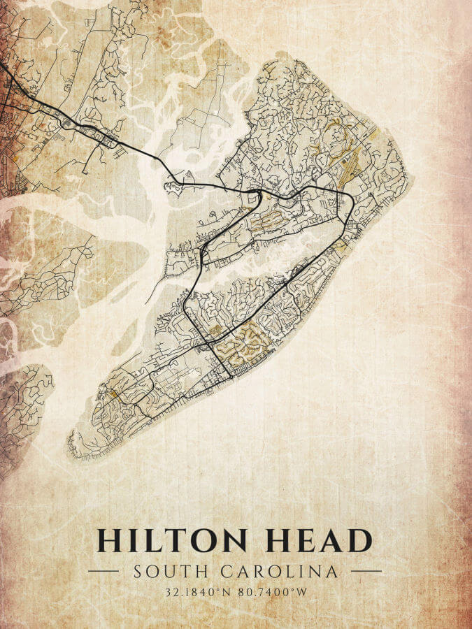 Hilton Head Map Vintage Style