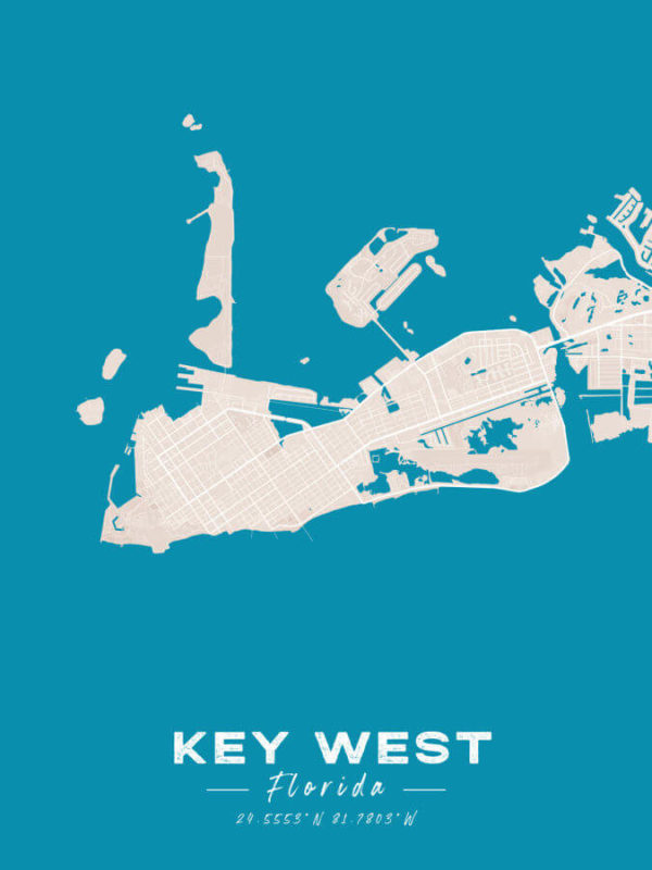 Key West Florida Colored US Island Map