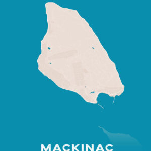 Mackinac Michigan Colored US Island Map
