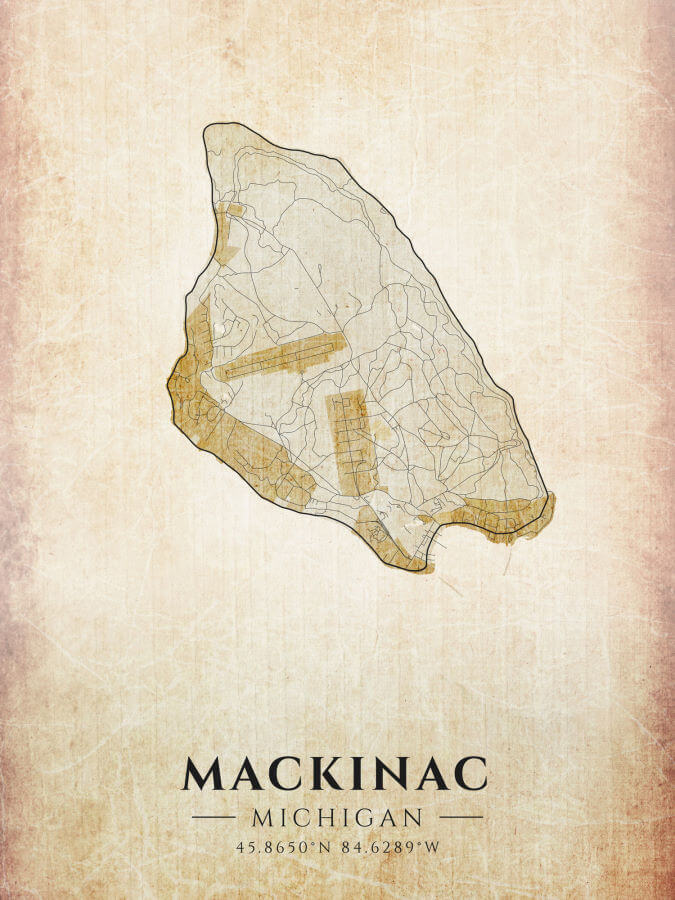 Mackinac Map Vintage Style