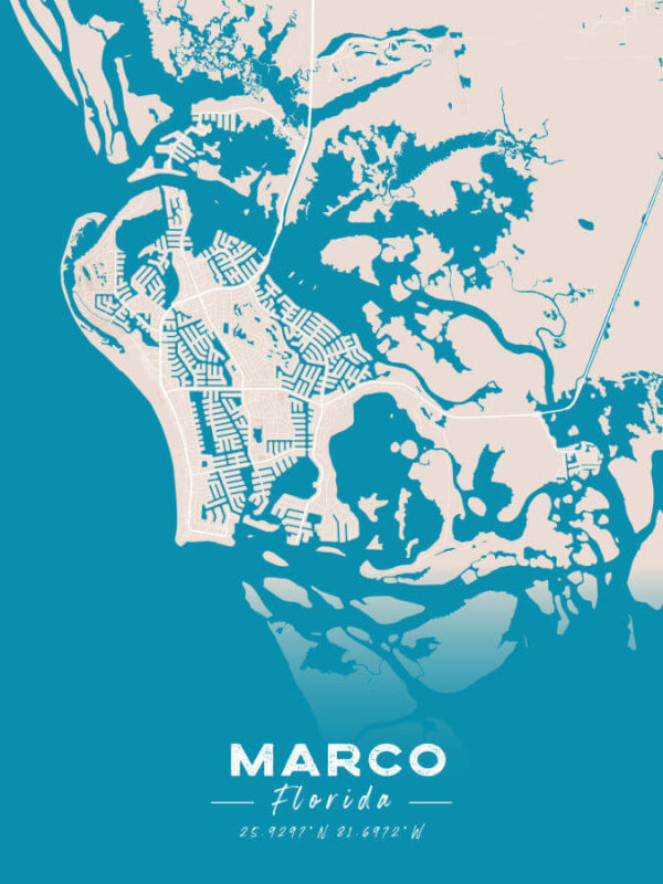 Marco Florida Colored US Island Map