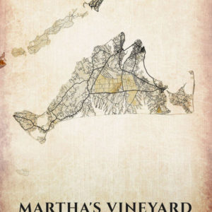 Marthas Vineyard Massachusetts Vintage US Island Map