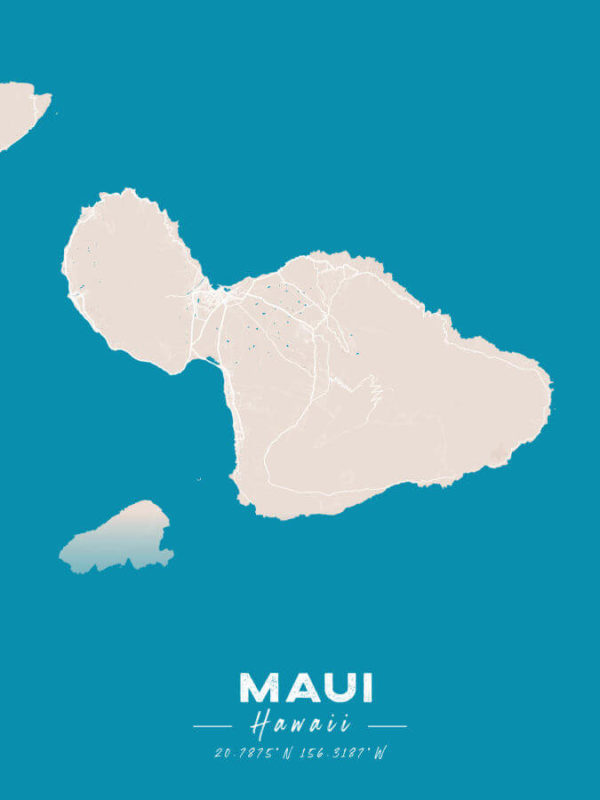 Maui Hawaii Colored US Island Map
