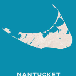 Nantucket Massachusetts Colored US Island Map