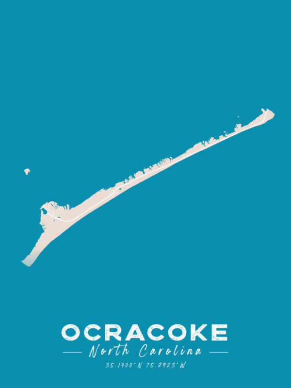 Ocracoke North Carolina Colored US Island Map