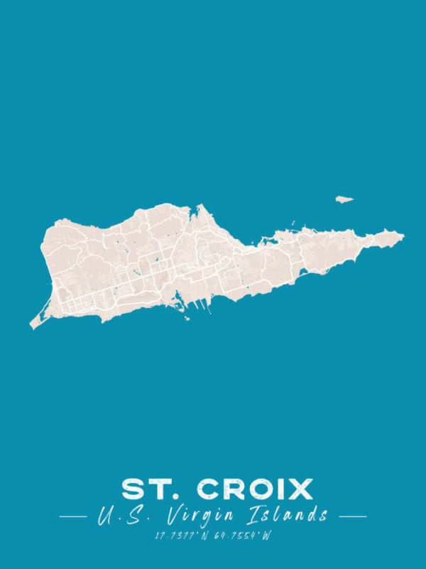 St Croix US Virgin Islands Colored US Island Map