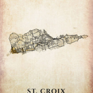 St Croix US Virgin Islands Vintage US Island Map