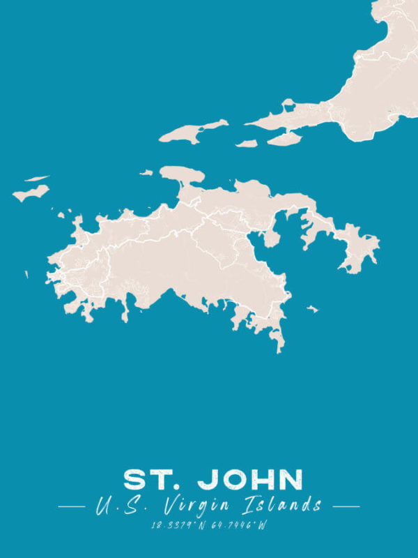 St John US Virgin Islands Colored US Island Map