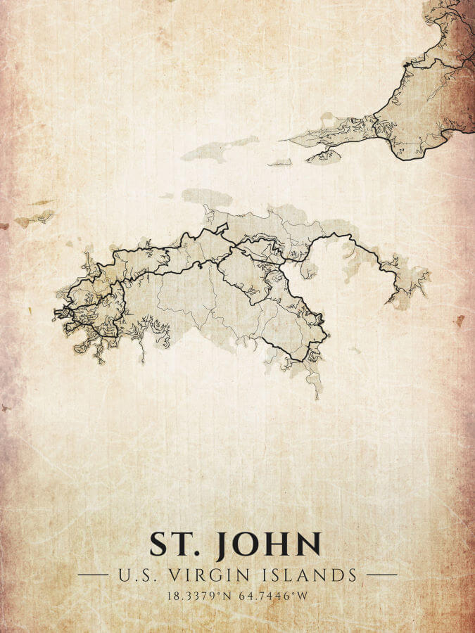 St John Map Vintage Style