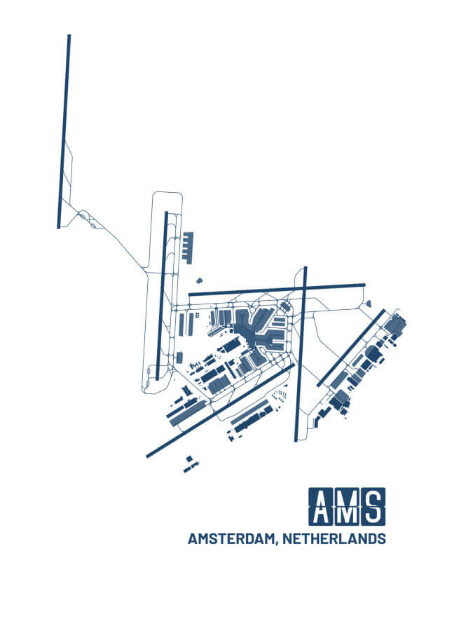 Amsterdam Netherlands AMS Airport Poster White