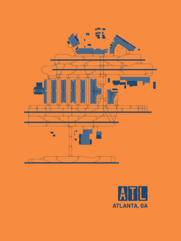 Atlanta Georgia ATL Airport Poster Orange