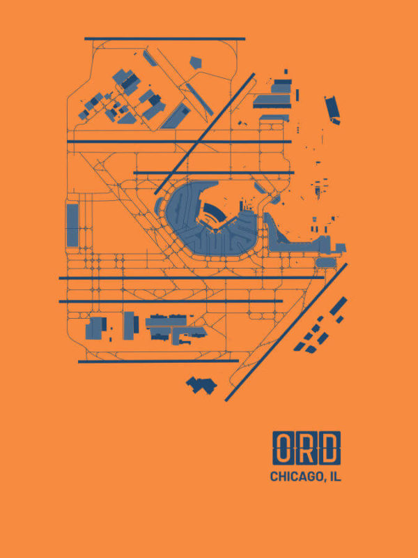 Chicago Illinois ORD Airport Poster Orange