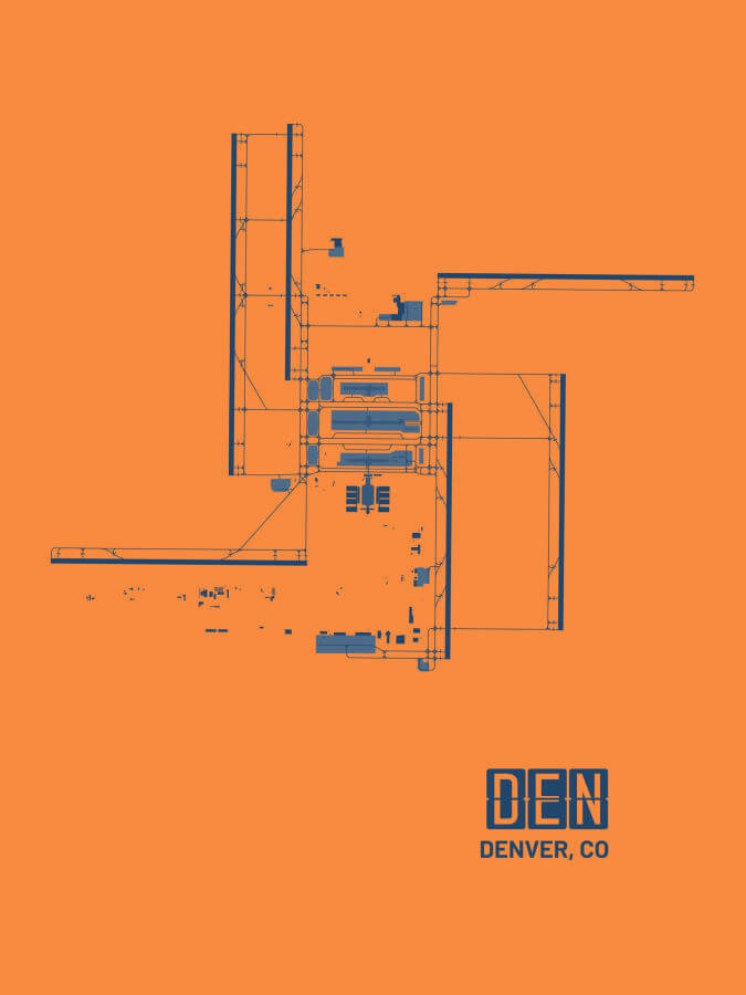 Denver Colorado DEN Airport Poster Orange