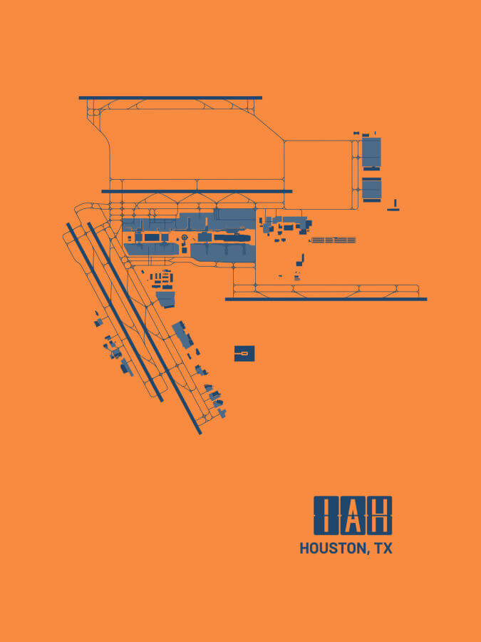 Houston Texas IAH Airport Poster Orange