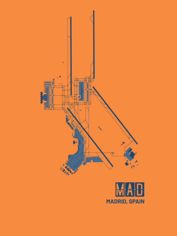 Madrid Spain MAD Airport Poster Orange