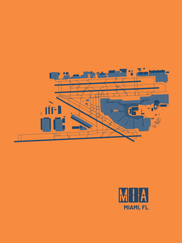 Miami Florida MIA Airport Poster Orange