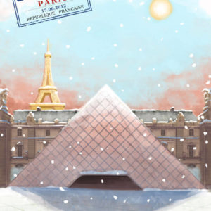 Louvre Museum And Eiffel Tower In Paris Covered With Snow