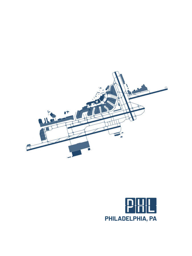 Philadelphia Pennsylvania PHL Airport Poster White