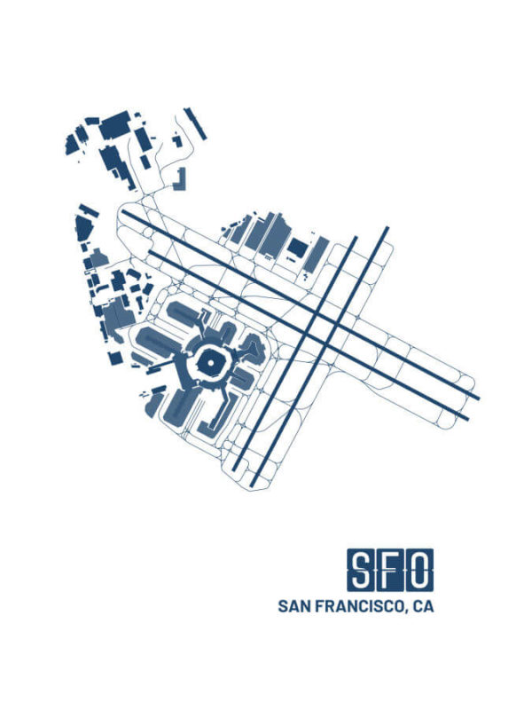 San Francisco California SFO Airport Poster White