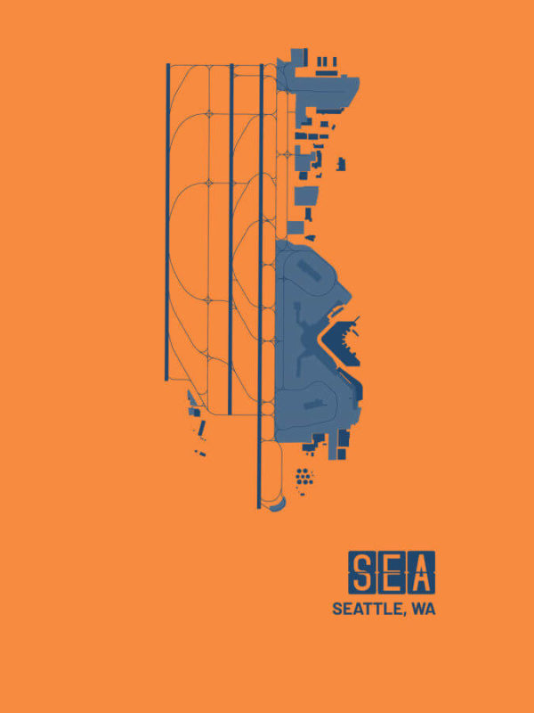 Seattle Washington SEA Airport Poster Orange