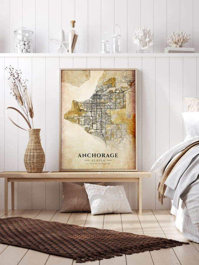 Anchorage Antique City Map Poster