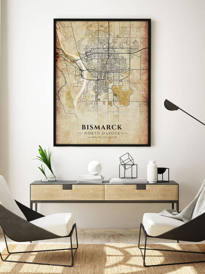 Bismarck Antique City Map Poster