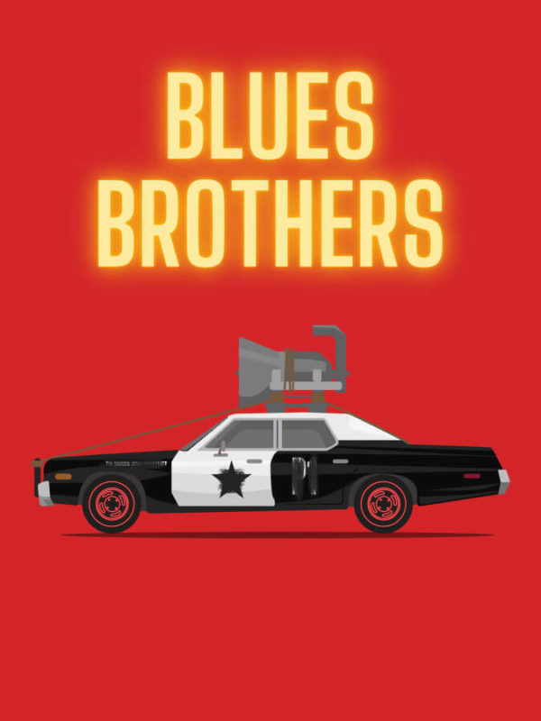 Bluesmobile Blues Brothers Red Background