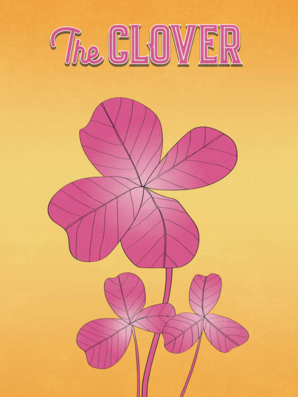 Bright Pink Four Leaf Clover Poster Wall Art