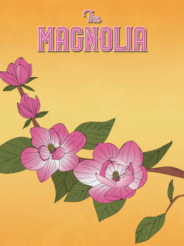 Bright Pink Magnolia Poster Wall Art