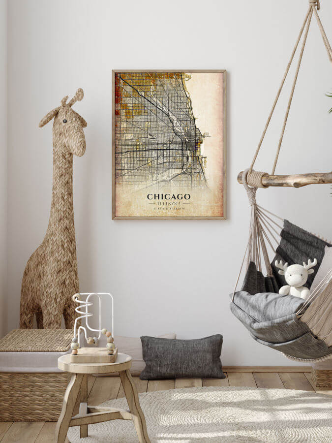 Chicago Antique City Map Poster
