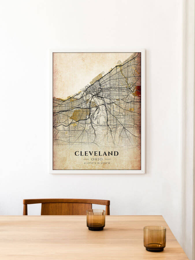 Cleveland Antique City Map Poster