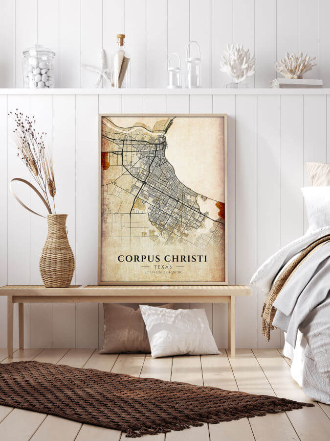 Corpus Christi Antique City Map Poster