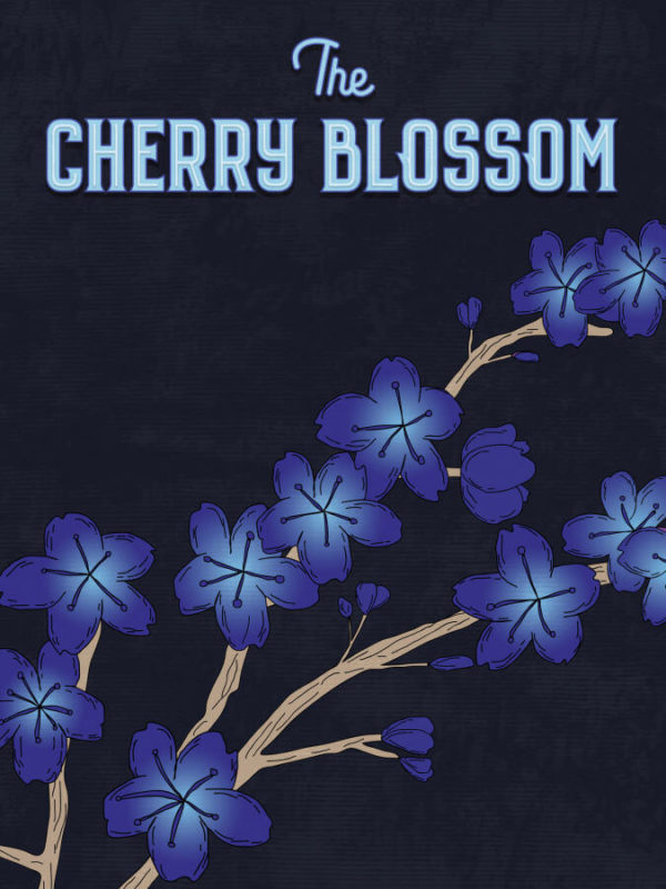 Deep Blue Cherry Blossom Poster Wall Art