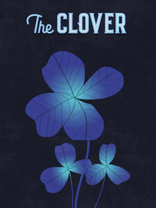Deep Blue Four Leaf Clover Poster Wall Art