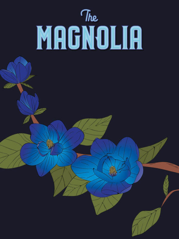Deep Blue Magnolia Poster Wall Art