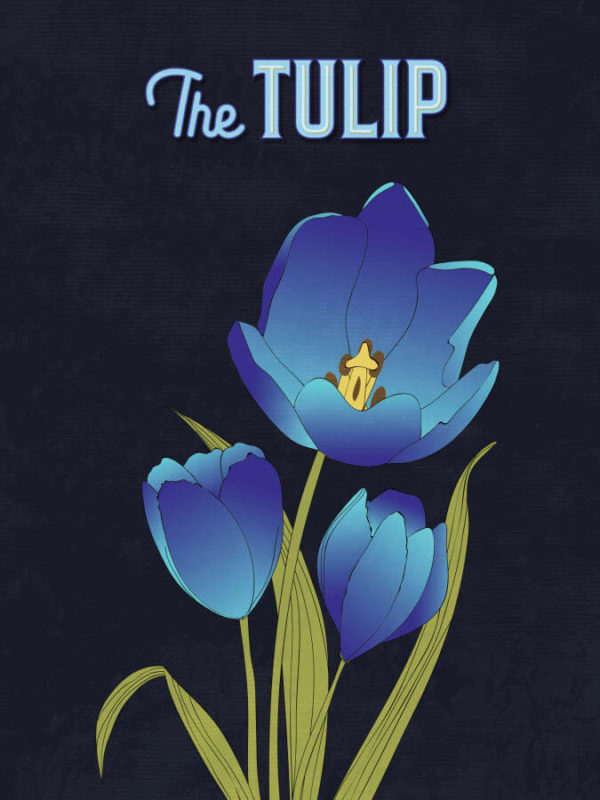 Deep Blue Tulip Flower Poster Wall Art