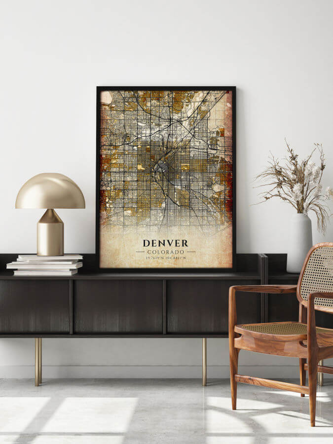 Denver Antique City Map Poster