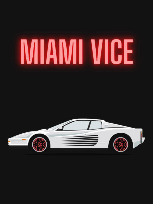 Ferrari Testarossa Miami Vice Black Background