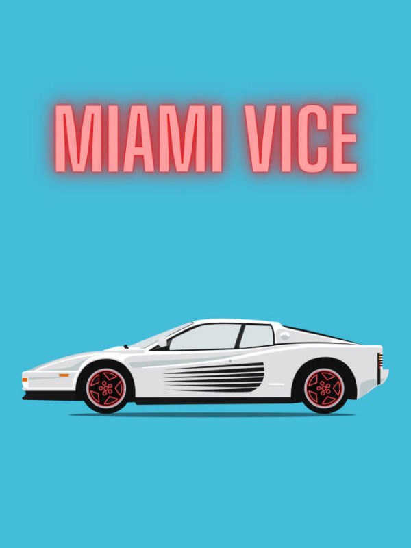 Ferrari Testarossa Miami Vice Blue Background