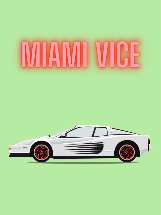 Miami Vice Ferrari Testarossa Poster - Winter Museo