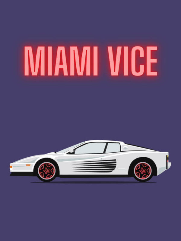 Ferrari Testarossa Miami Vice Purple Background