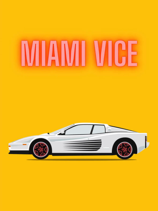 Ferrari Testarossa Miami Vice Yellow Background