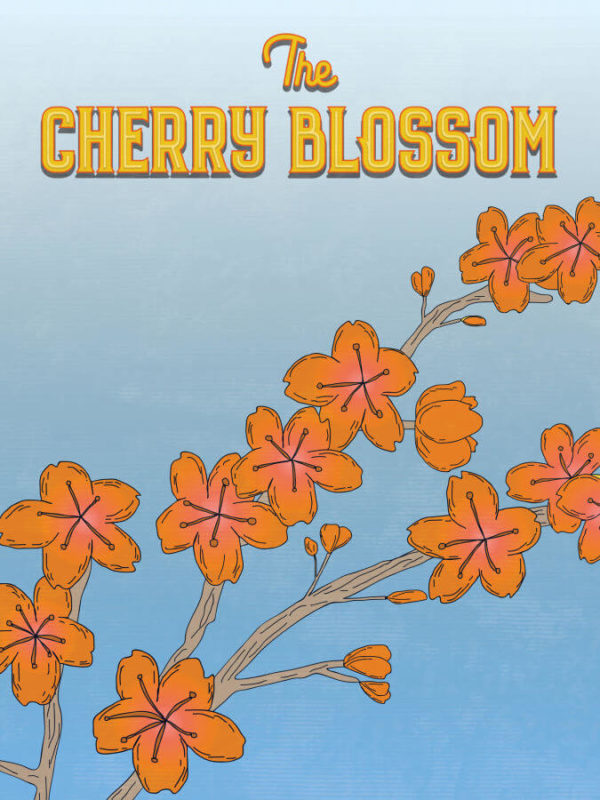 Fiery Orange Cherry Blossom Poster Wall Art