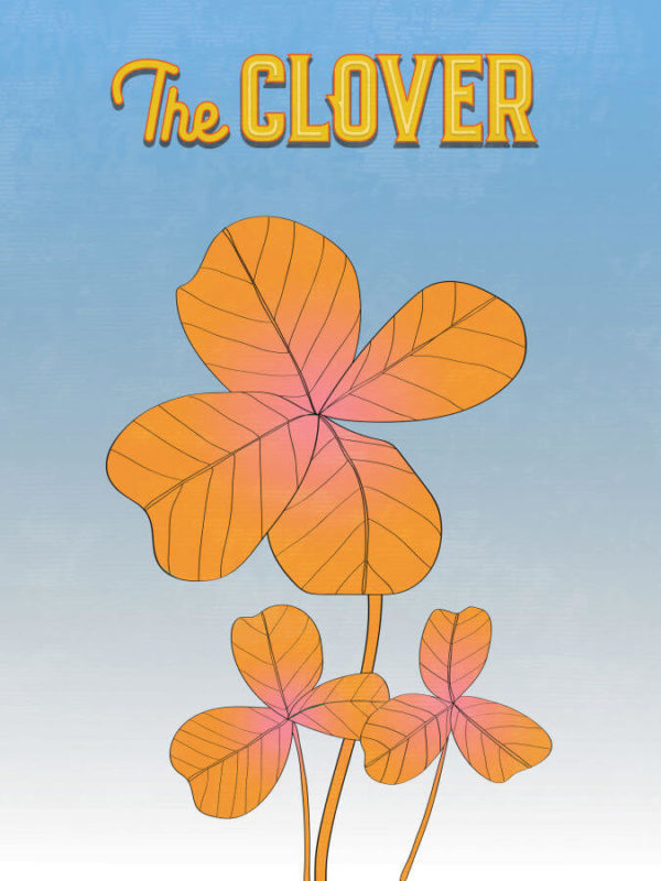 Fiery Orange Four Leaf Clover Poster Wall Art