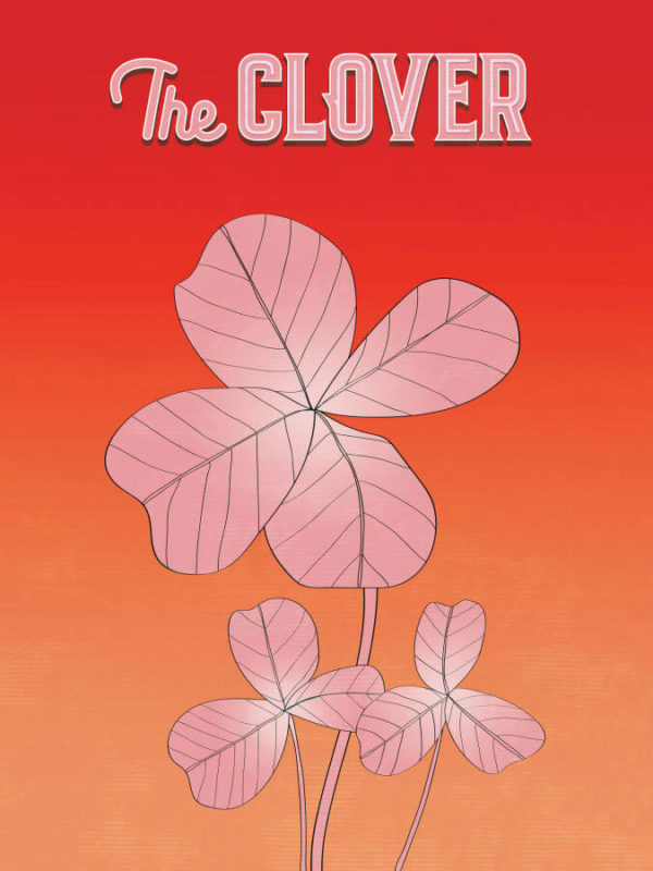 Flaming Flamingo Four Leaf Clover Poster Wall Art