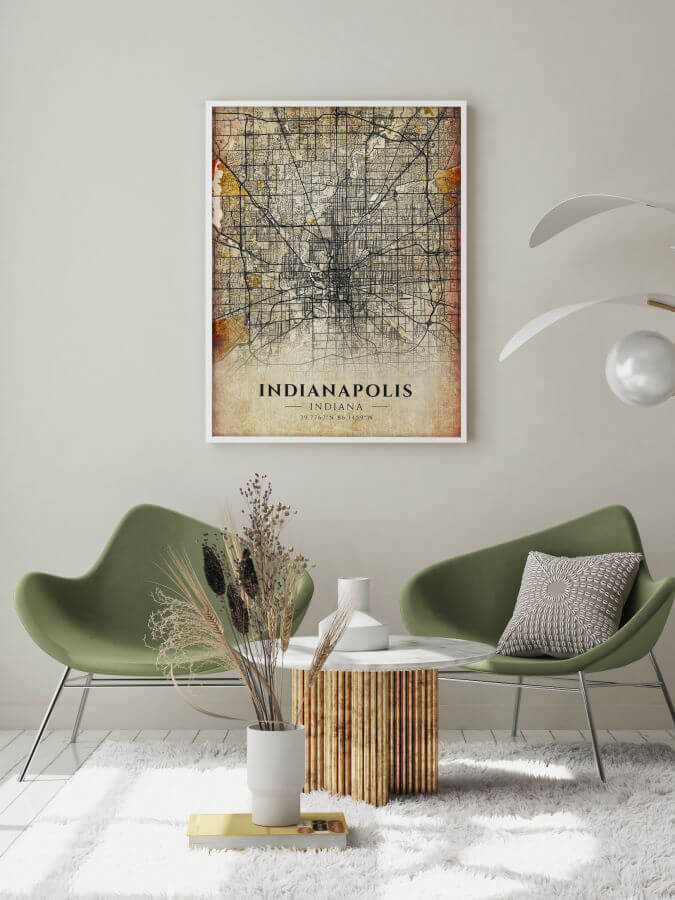Indianapolis Antique City Map Poster