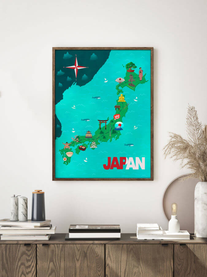 Japan Country Map Poster