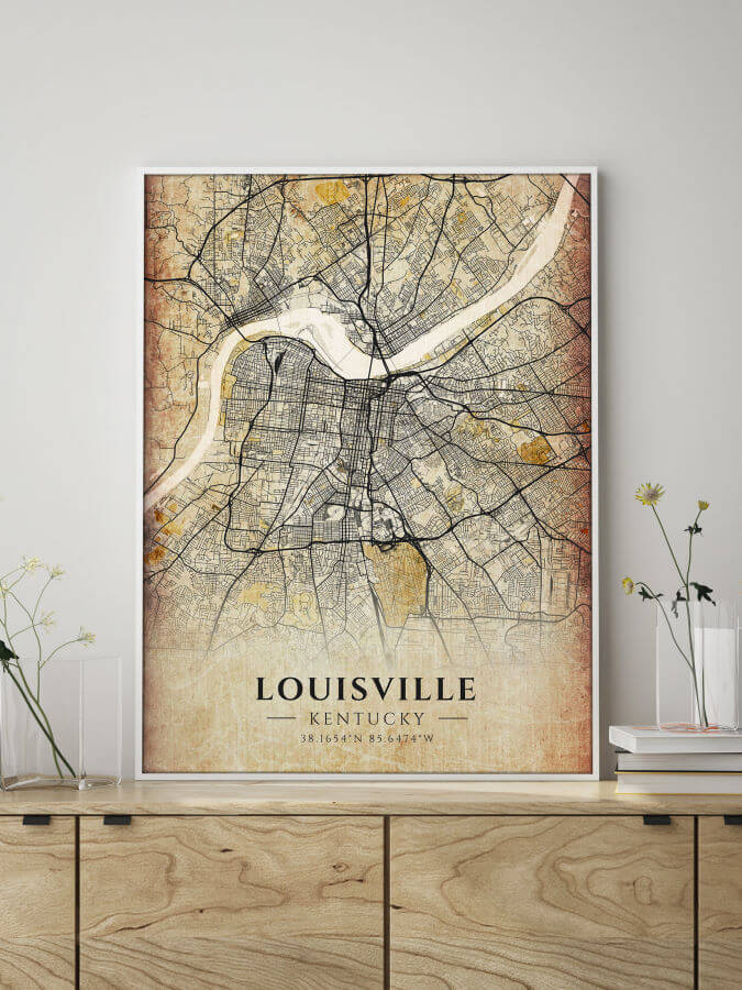 Louisville Antique City Map Poster
