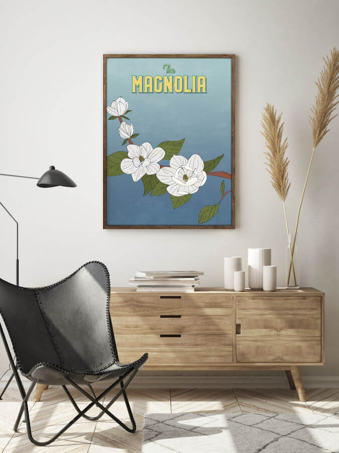 Magnolia Flower Poster Wall Art
